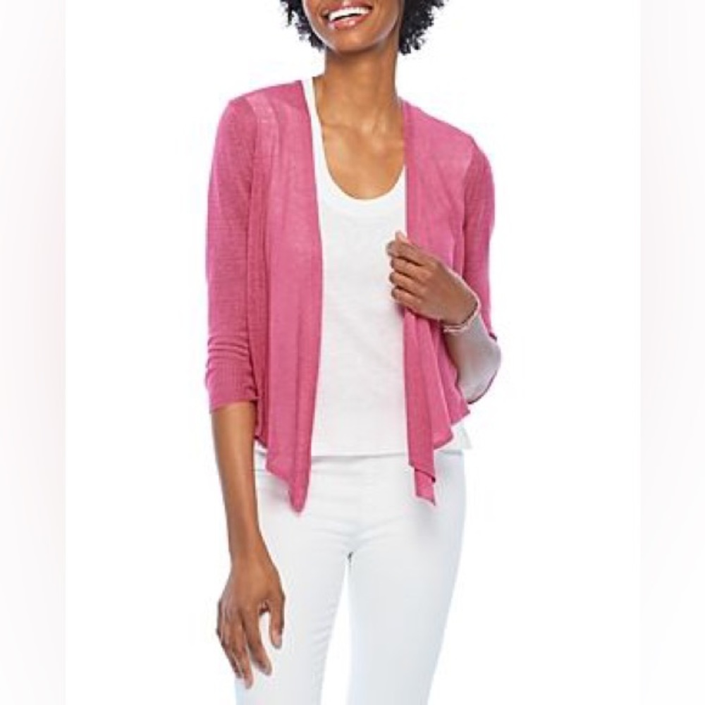 Nic + Zoe Petites Convertible Three-Quarter-Sleeve Cardigan PINK SIZE PP